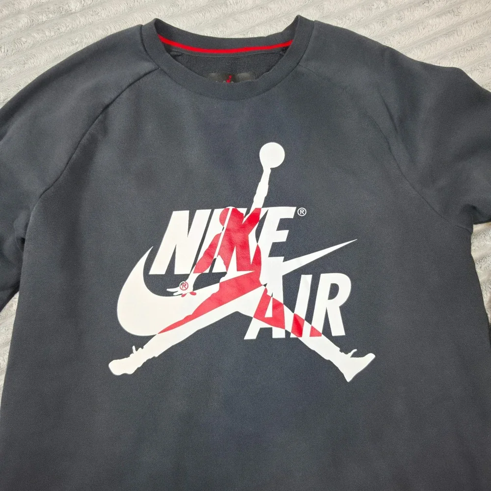 Jordan Nike Air Jumpman Crewneck Sweatshirt Black Red White Mens Medium